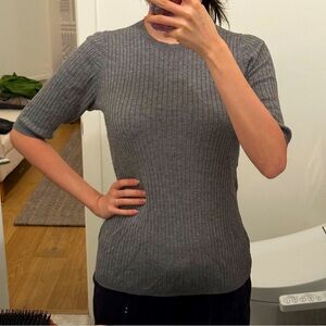 VINCE cashmere blend short sleeve gray sweater, size m